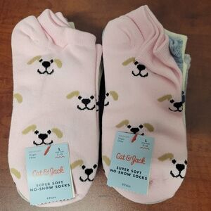 Cat & Jack Pink Dog Design No-Show Socks 2 Packs Of 6 Nwt